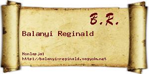 Balanyi Reginald névjegykártya